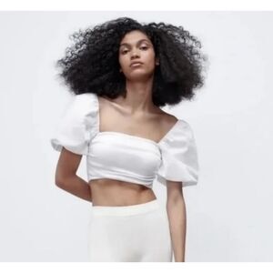 ZARA Puff Sleeve Crop Top NWT Sz M